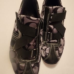 Coach Kyla Q207 Womens Size 8.5 M Low-Rise Sneakers Black Straps All Over Print
